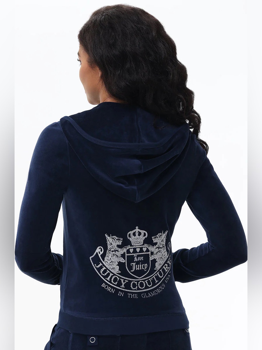 Juicy Couture | New Scottie Cotton Velour Hoodie In Regal Blue